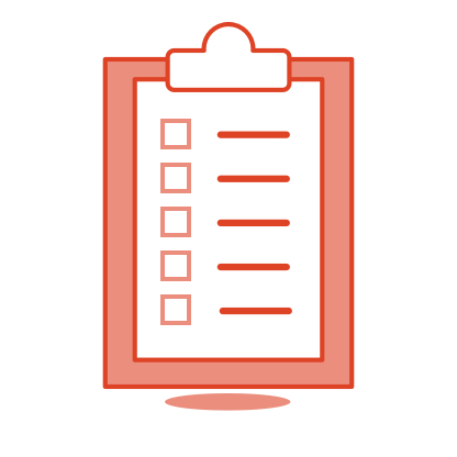 Check list on clip board