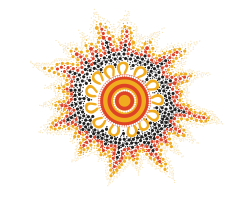 red and yellow dot painting of sun